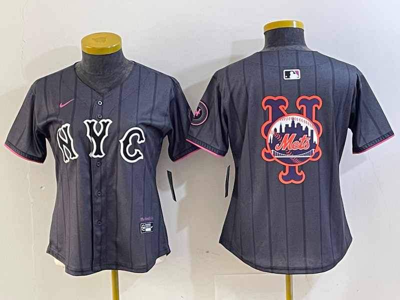 Women's New York Mets Team Big Logo Graphite 2024 City Connect Limited Stitched Baseball Jersey(Run Small) Women's New York Mets Team Big Logo Graphite 2024 City Connect Limited Stitched Baseball Jersey(Run Small)